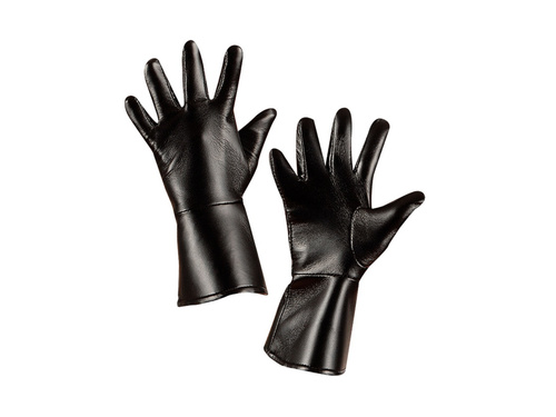 Mănuși negre de caracter din material asemănător pielii - pentru copii