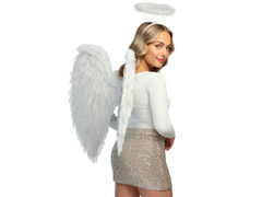 Set de aripi de înger alb 65 x 65 cm și Aureole