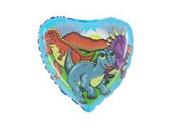Balon din folie cu inima de dinozaur - 46 cm - 1 buc.
