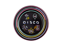Farfurii de hârtie Disco Neon - 18 cm - 6 buc.