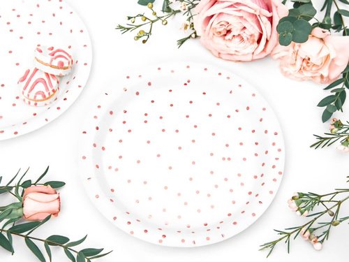 Farfurii Dots roz auriu - 18 cm - 6 buc.