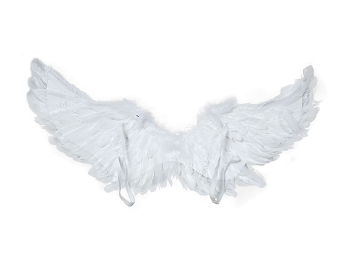 Aripi de înger albe strălucitoare cu pene - 1 buc.
