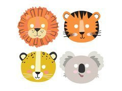 Măști din setul Get Wild - 8 piese.