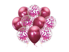 Set de baloane roz închis crom - 30 cm - 10 buc.
