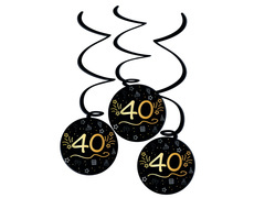 Spânzurare decorare vârtejuri pentru patruzeci negru - 3 buc.