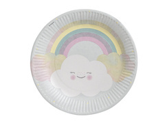 Farfurii aniversare Rainbow și Cloud - 23 cm - 8 buc.