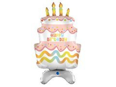 Happy Birthday Cake balon vertical din folie - 97 cm - 1 buc.