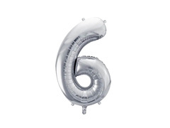 Balon din folie numărul 6 argintiu - 72 cm - 1 buc.