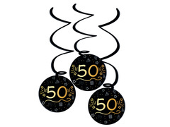 Porci de decor agățat pentru fifties negru - 3 buc.