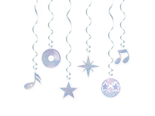 Decorațiune pandantiv Disco argintiu - 6 buc.