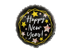 Balon rotund din folie Happy New Year - 45 cm - 1 buc.