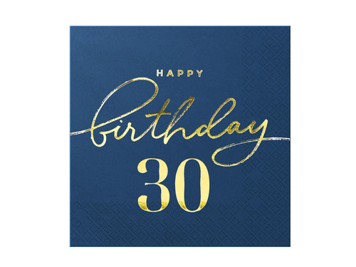 Șervețele pentru a treizecea aniversare albastru marin - 33 cm - 10 buc.