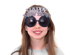 Ochelari Happy New Year negru și argintiu - 1 buc.