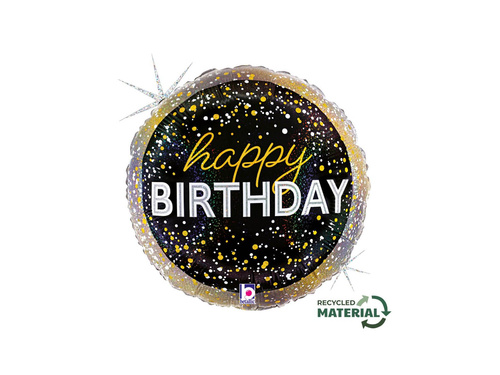 Metalic Happy Birthday Party balon rotund din folie - 14" - 1 buc.