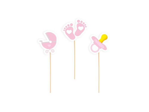 Baby Shower roz picks - 6 buc.