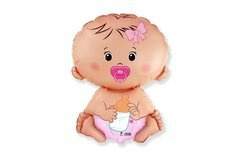 Balon cu băț de folie Baby Girl - 33 x 23 cm - 1 buc.