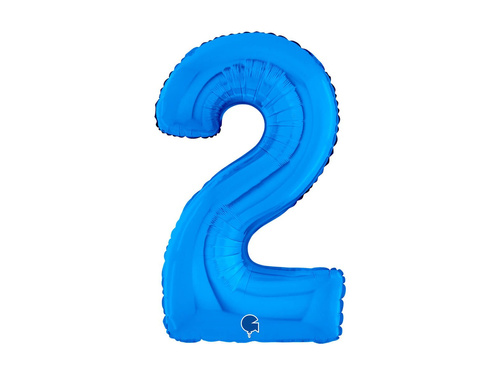 Balon din folie numărul 2 albastru - 26" - 1 buc.