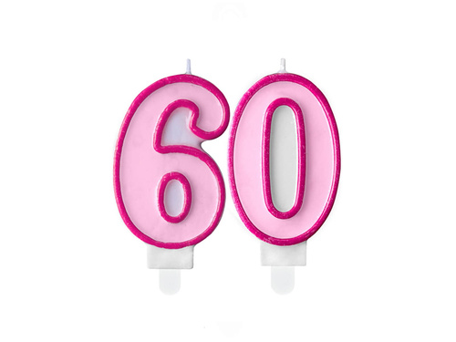 Lumânări cu număr roz - 60 - șaizeci - 2 buc.