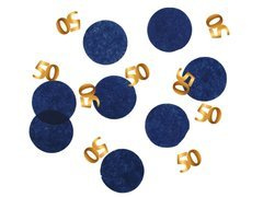 Confetti aniversare pentru a 50-a aniversare albastru marin și auriu - 25g