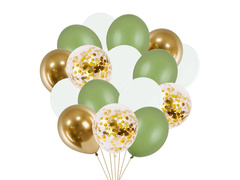 Set de baloane verzi și aurii - 16 buc.