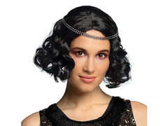 Peruca retro neagră cu bentiță - 1 buc.