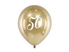 Baloane din latex aurii lucioase cu numărul 50 - 30 cm - 6 buc.
