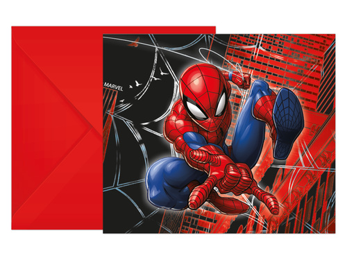 Invitații aniversare Spiderman - 6 buc.