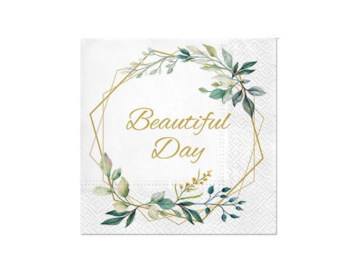 Șervețele de nuntă Beautiful Day cu frunze - 33 cm - 20 buc.
