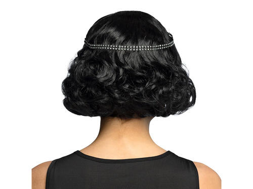 Peruca retro neagră cu bentiță - 1 buc.