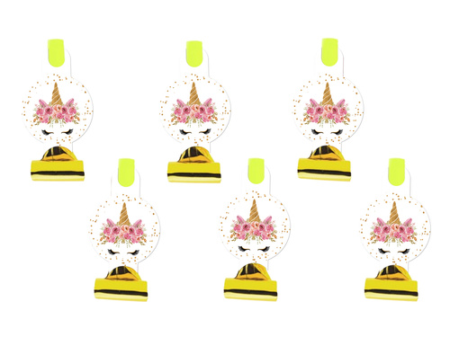 Unicorn roll-out trompetă fluierături - 6 buc