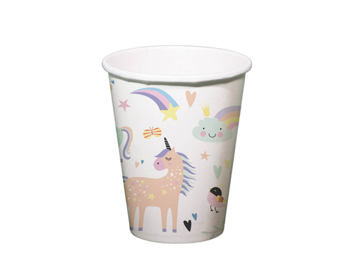 Cupe aniversare unicorn și curcubeu - 250 ml - 6 buc.