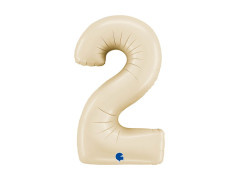 Balon cu numărul 2 din folie satin crem - 26" - 1 buc.