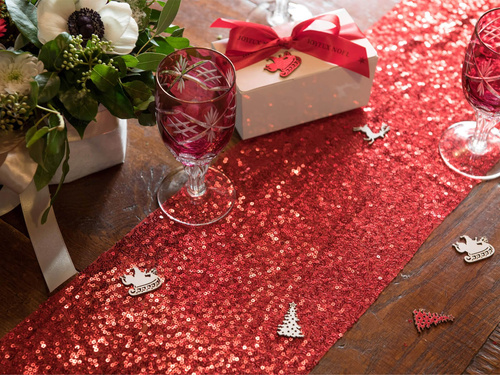 Decorațiune cu paiete - roșu - 19 cm x 3 m - 1 buc.