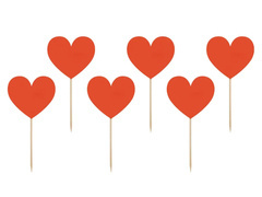 Cupcake pickers Inimi roșu - 6 buc.
