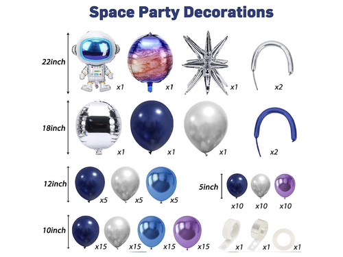 Set de baloane pentru ghirlandă „Kosmos” – 115 bucăți.