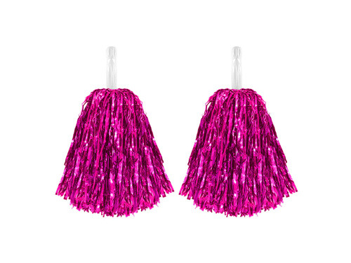 Pompoane roz metalizat pentru majorete - 2 buc.