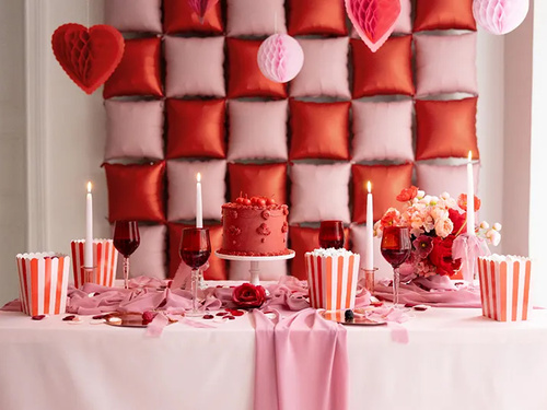 Cutii de popcorn cu dungi roșii și roz - 6 buc.