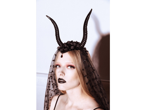 Coarne de diavol negru cu tul - 30x76 cm - 1 buc.