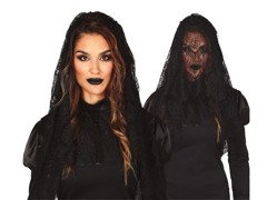 Voal dantelă neagră - 1 buc.