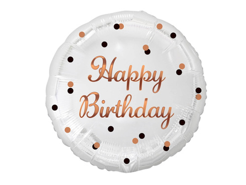 Balon din folie cu inscripție aurie Happy Birthday - 46 cm - 1 buc.