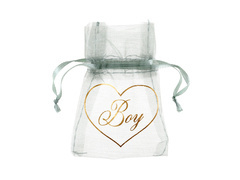 Pungi organza verde băiat - 7,5 x 10 cm - 6 buc.