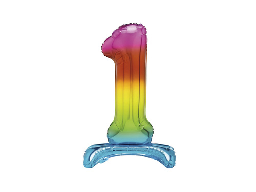Balon vertical din folie număr 1 curcubeu - 76 cm - 1buc.