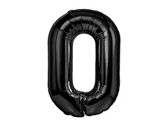 Balon din folie numărul 0 negru - 100 cm - 1 buc.
