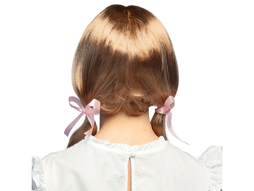 Peruca blonda cu cozi de cal si panglici