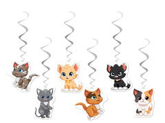 Decorațiune agățată pentru pisici aniversare - 6 buc.