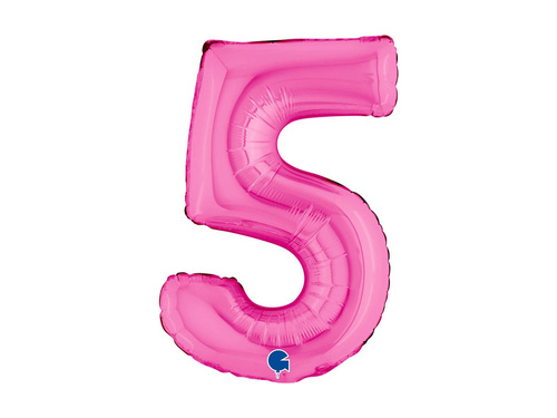 Balon din folie numărul 5 fuchsia - 14" - 1 buc.