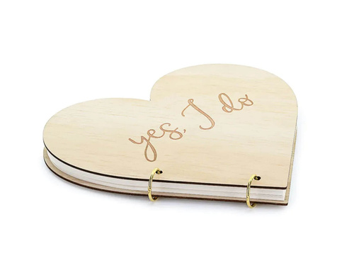 Carte de oaspeți de nuntă din lemn Inimă - 20 foi