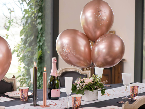 Baloane din latex imprimate roz auriu 50 - 30 cm - 6 buc.