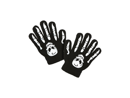 Mănuși de schelet cu craniu - pentru copii, din lână