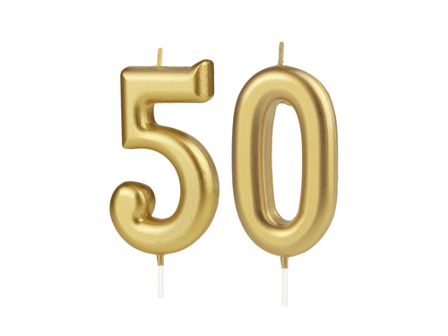 Lumânări numerice aurii - 50 - 2 buc.